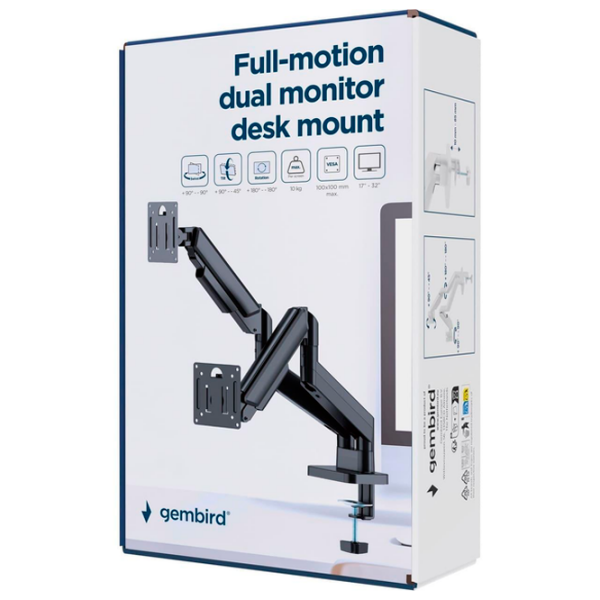 Suport pentru monitor Gembird MA-DA2-06 Black VESA 100 x 100 mm photo 4