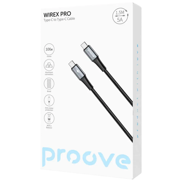 Cablu pentru telefon Proove WireX Pro USB Type-C / USB Type-C White  photo 2