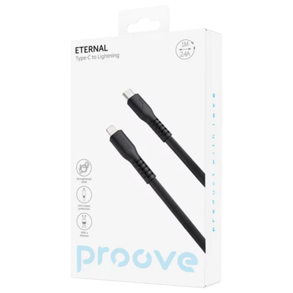 Cablu pentru telefon Proove Eternal USB Type-C / Lightning Black  photo 3