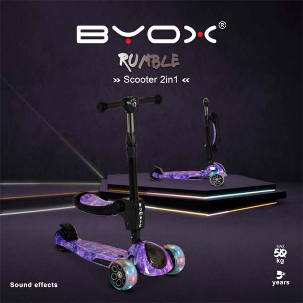 Trotinetă pentru copii cu trei roți Moni Rumble (1286848) Purple 3 ani, 50 kg, Din PU photo 3
