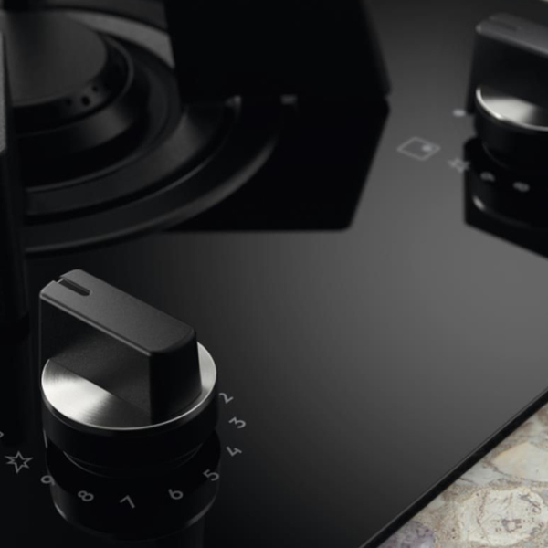 Plită încorporabilă pe gaz Electrolux KDI641723K Black Sticlă călită, Gratare: Fontă photo 6