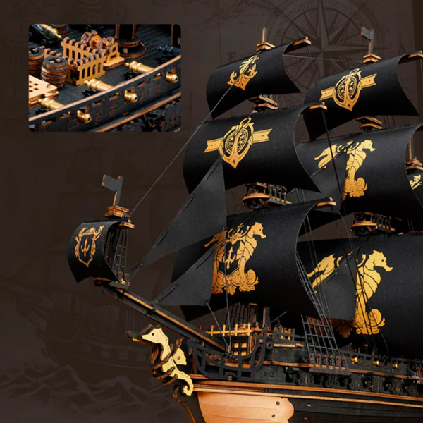 Puzzle 3D ROKR The Seahorse Barque (MCB02) Numărul de piese: 603, Vârsta recomandată: 14+ photo 4