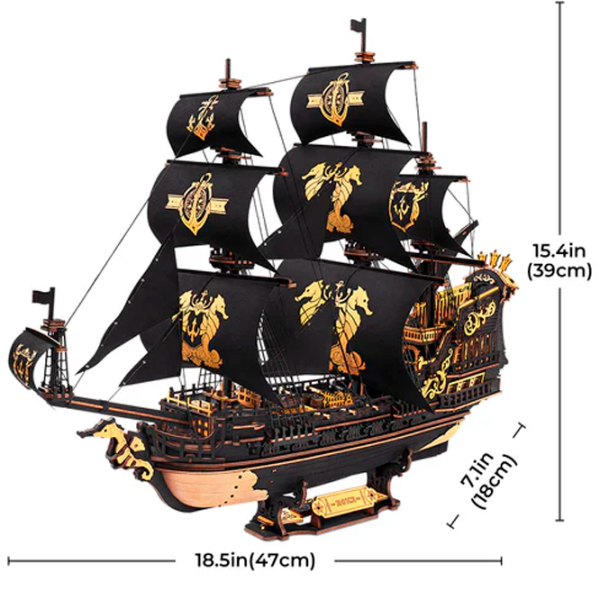Puzzle 3D ROKR The Seahorse Barque (MCB02) Numărul de piese: 603, Vârsta recomandată: 14+ photo 6