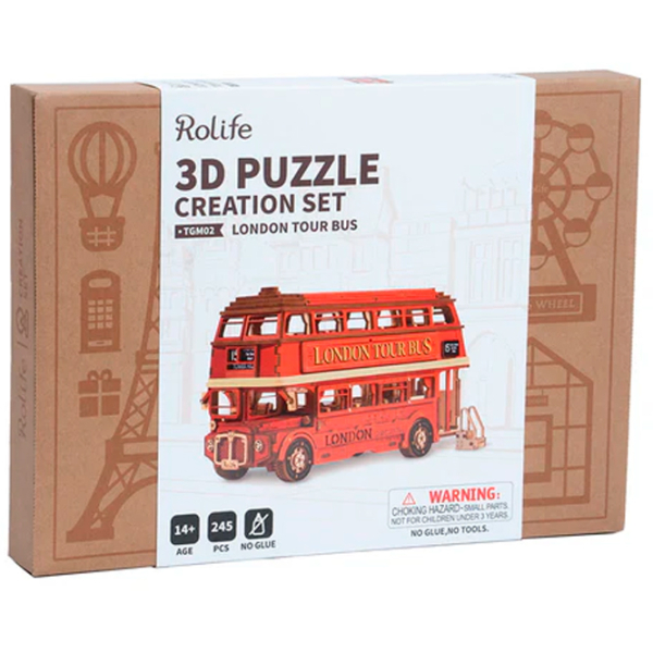 Puzzle 3D RoLife London Tour Bus (TGM02) Numărul de piese: 145, Vârsta recomandată: 14+ photo 7