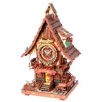 Puzzle 3D ROKR Cuckoo Clock (LC901C) Numărul de piese: 435, Vârsta recomandată: 14+