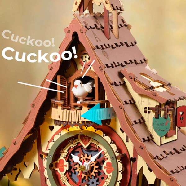 Puzzle 3D ROKR Cuckoo Clock (LC901C) Numărul de piese: 435, Vârsta recomandată: 14+ photo 5