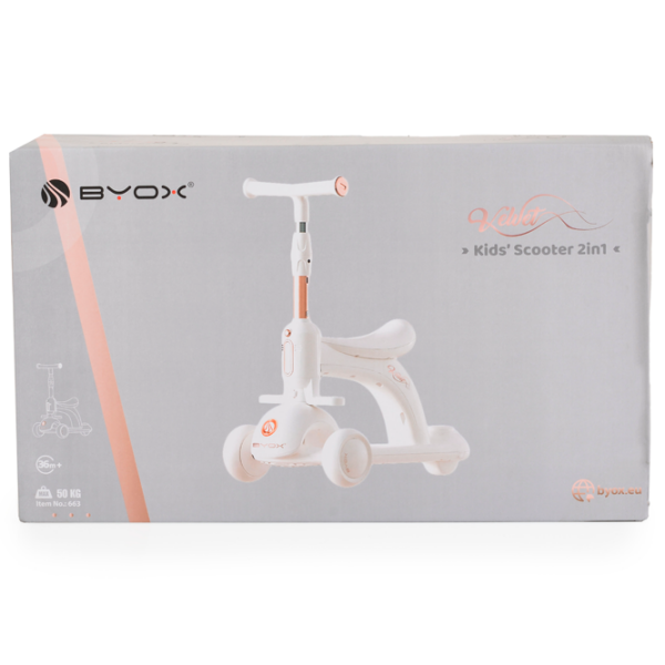 Детский трёхколёсный самокат Moni Velvet Royal (112285) Белый 3 года, 50 кг, Полиуретановые photo 8