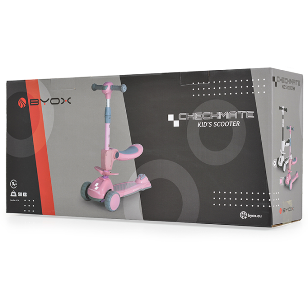 Trotinetă pentru copii cu trei roți Moni Checkmate (112286) Pink 3 ani, 50 kg, Din PU photo 9