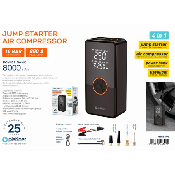 Incărcător și Redresor auto Platinet Car Jump Starter With Tyre Pump Încărcare photo 4