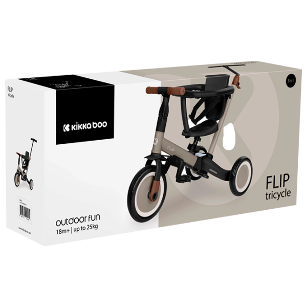 Triciclu KikkaBoo Flip Beige  Metal / Pentru copii photo 8