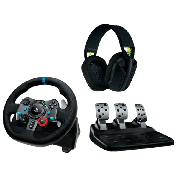 Руль Logitech Driving Force Racing G29 + Gaming Wireless Headset G435 Черный Проводная / 21 buttons photo 1