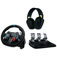 Volan Logitech Driving Force Racing G29 + Gaming Wireless Headset G435 Black Cu fir / 21 buttons