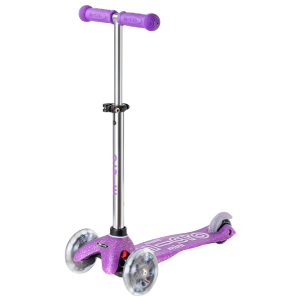 Детский трёхколёсный самокат Micro Mini Deluxe Fairy Glitter LED (MMD207) Пурпурный 2 года, 50 кг, Полиуретановые photo 1