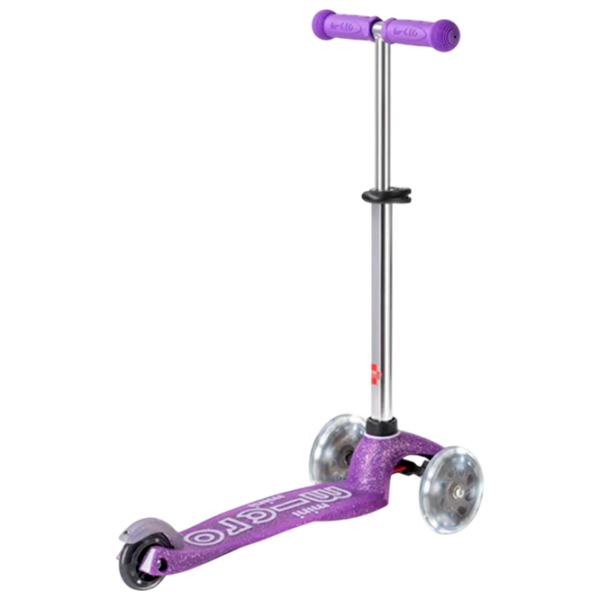 Детский трёхколёсный самокат Micro Mini Deluxe Fairy Glitter LED (MMD207) Пурпурный 2 года, 50 кг, Полиуретановые photo 2