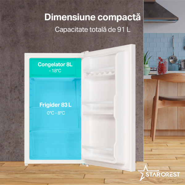 Frigider Starcrest SF-91GLS-WHE White Glass 91l / , / , E photo 3