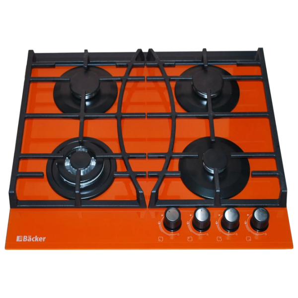 Plită încorporabilă pe gaz Backer HC-435W A Orange Sticlă călită, Gratare: Fontă photo 1