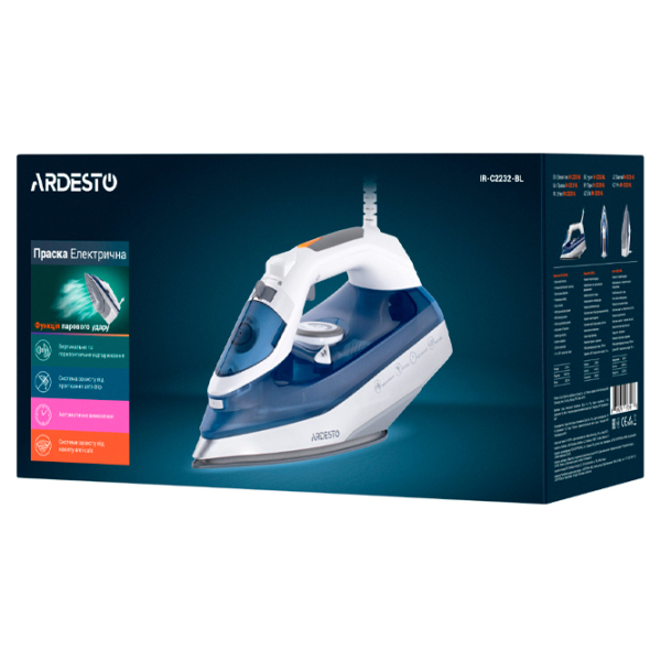 Fier de călcat Ardesto IR-C2232-BL White 2200 W, 35 g/min, 0.32 l, Ceramică photo 8