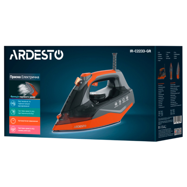 Fier de călcat Ardesto IR-C2233-GR Black 2200 W, 30 g/min, 0.34 l, Ceramică photo 8