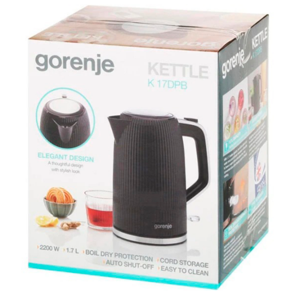 Ceainic electric Gorenje K17DPB Black 2200 W, 1.7l, Material interior: Plastic photo 6