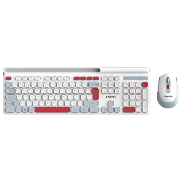 Tastatura & Mouse Canyon HSET-W5 White Gaming, Fără fir photo 1