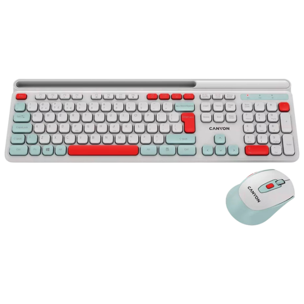 Tastatura & Mouse Canyon HSET-W5 White Gaming, Fără fir photo 2