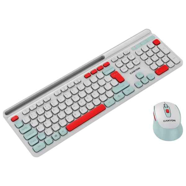 Tastatura & Mouse Canyon HSET-W5 White Gaming, Fără fir photo 3