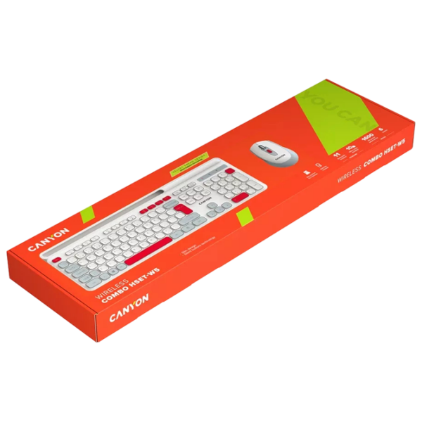 Tastatura & Mouse Canyon HSET-W5 White Gaming, Fără fir photo 7