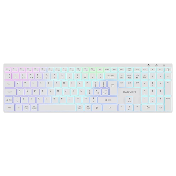Tastatură Canyon HKB-W11 White Gaming, Fără fir photo 1