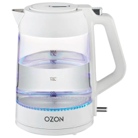 Ceainic electric Ozon EKC-1705A-GS White 2200 W, 1.7l, Material interior: Sticlă