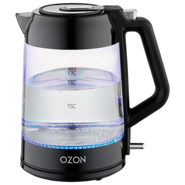 Электрочайник Ozon EKC-1705A-GS Черный 2200 Вт, 1.7л, Внутреннее покрытие: Стекло photo 1