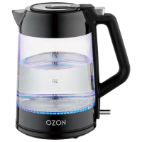 Электрочайник Ozon EKC-1705A-GS Черный 2200 Вт, 1.7л, Внутреннее покрытие: Стекло