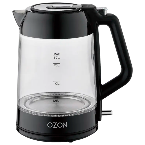 Электрочайник Ozon EKC-1705A-GS Черный 2200 Вт, 1.7л, Внутреннее покрытие: Стекло photo 2