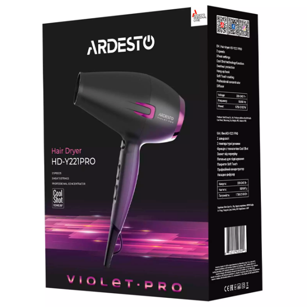 Фен Ardesto HD-Y221PRO Черный  photo 7