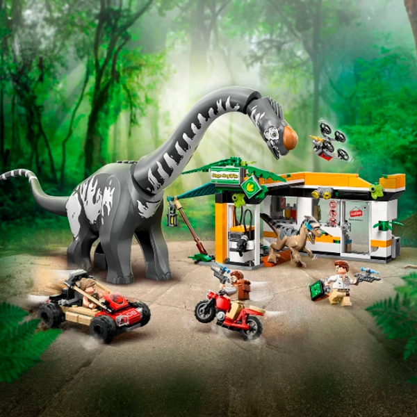 Constructor LEGO Raptor & Titanosaurus Tracking Mission Gray Numărul de piese 582, 7+ photo 4