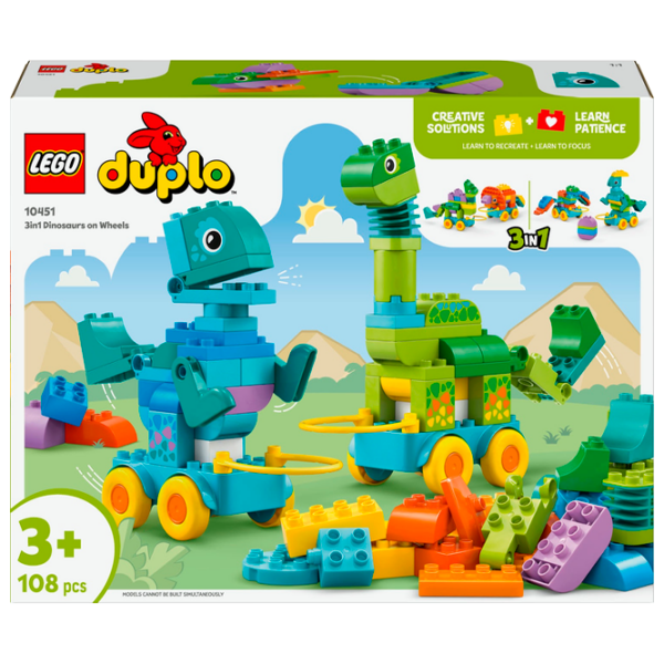 Constructor LEGO Dinosaurs On Wheels Blue Numărul de piese 108, 3+ photo 1