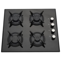 Plită încorporabilă pe gaz Lanova 116400B5C06 FFD Black Sticlă călită, Gratare: Fontă