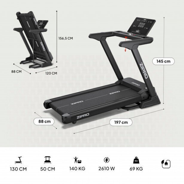 Bandă de alergat Zipro Sigma Black 140 kg, 20 km/h photo 3