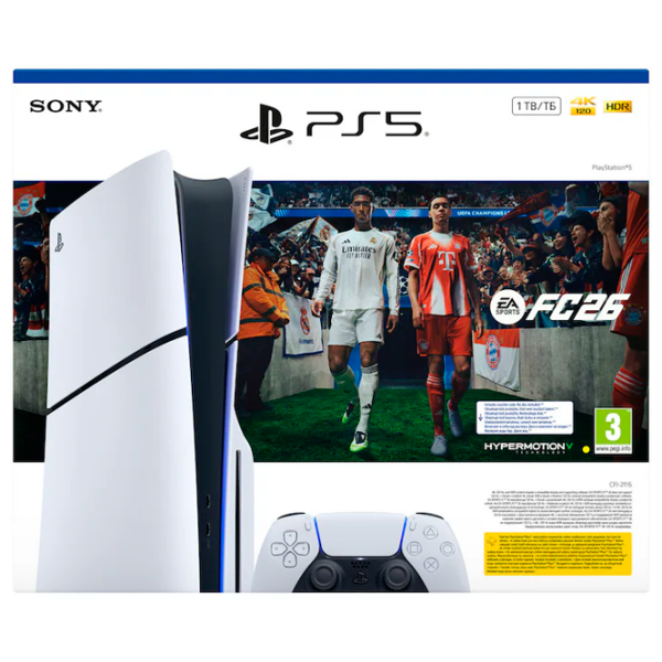 Consolă pentru jocuri Sony PlayStation 5 Slim Disc FC26 Bundle White SSD 1 TB, RAM 16 GB photo 3
