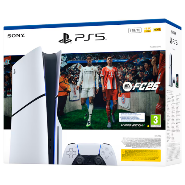 Consolă pentru jocuri Sony PlayStation 5 Slim Disc FC26 Bundle White SSD 1 TB, RAM 16 GB photo 4