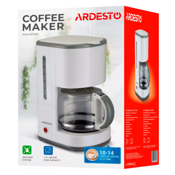 Aparat de cafea Ardesto FCM-D17WG White 1080 W, 1.5 l, Boiler photo 13