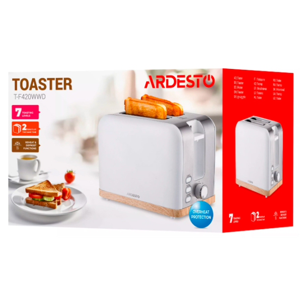 Toster Ardesto T-F420WWD White 800 W, Numărul de grade de prăjire: 7 photo 5