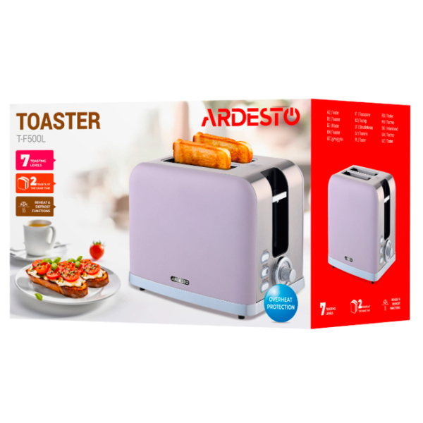Тостер Ardesto T-F500L Сиреневый 800 Вт, Количество степеней обжаривания: 7 photo 5