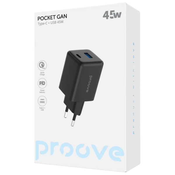 Încărcător de rețea Proove Pure Gan (45 W) Black 2.25 A / Black photo 5