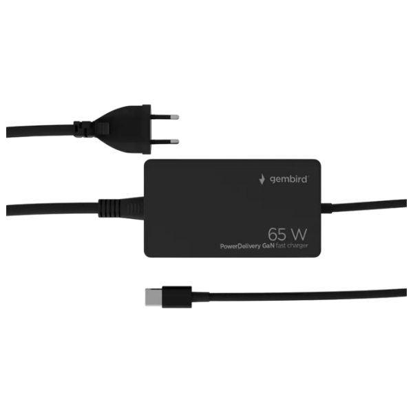 Încărcător de rețea Gembird NPA-AC-PDQC65-01 (65 W) Black 3.25 A / Black photo 1