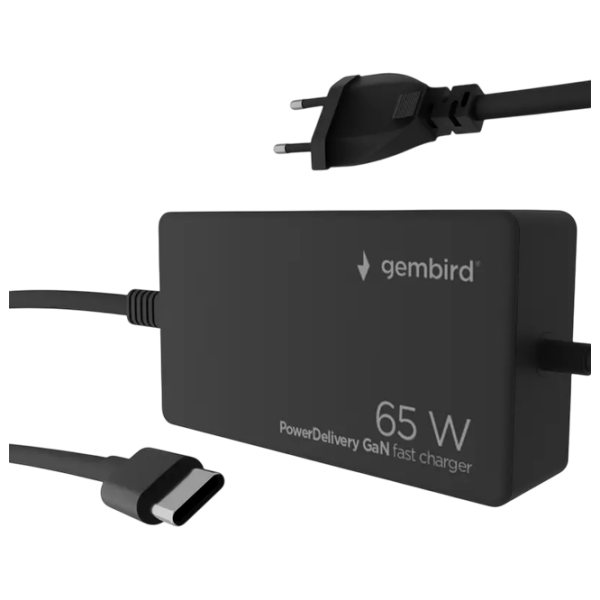 Încărcător de rețea Gembird NPA-AC-PDQC65-01 (65 W) Black 3.25 A / Black photo 3