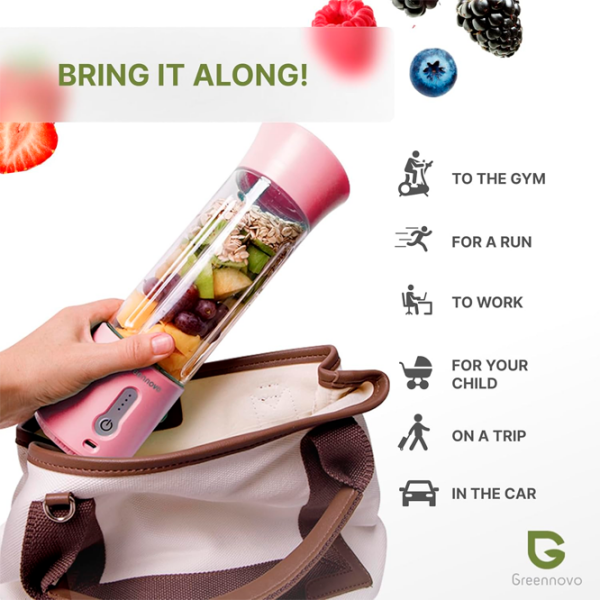 Портативный блендер Greennovo 500 Розовый  photo 4