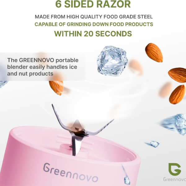 Портативный блендер Greennovo 500 Розовый  photo 5