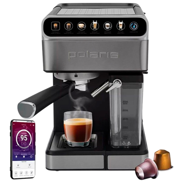 Кофемашина Polaris PCM 1540 Wi-Fi IQ Home Нержавеющая сталь 1400 Вт, 1.8 л, Thermoblock photo 2