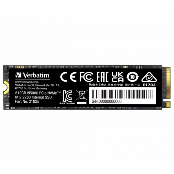 SSD Verbatim Vi5000 M.2 NVMe 512 GB Viteza de citire: 5000 MB/s,
Viteza de inscriere: 2500 MB/s photo 1