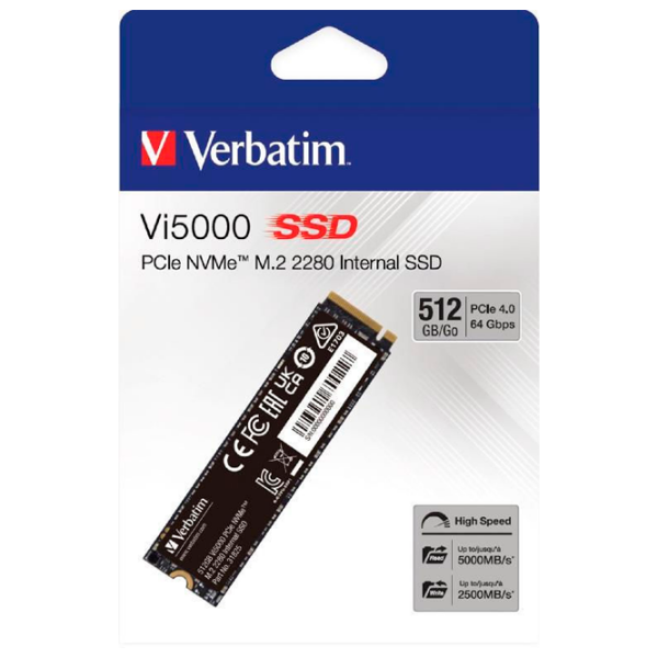 SSD Verbatim Vi5000 M.2 NVMe 512 GB Viteza de citire: 5000 MB/s,
Viteza de inscriere: 2500 MB/s photo 6